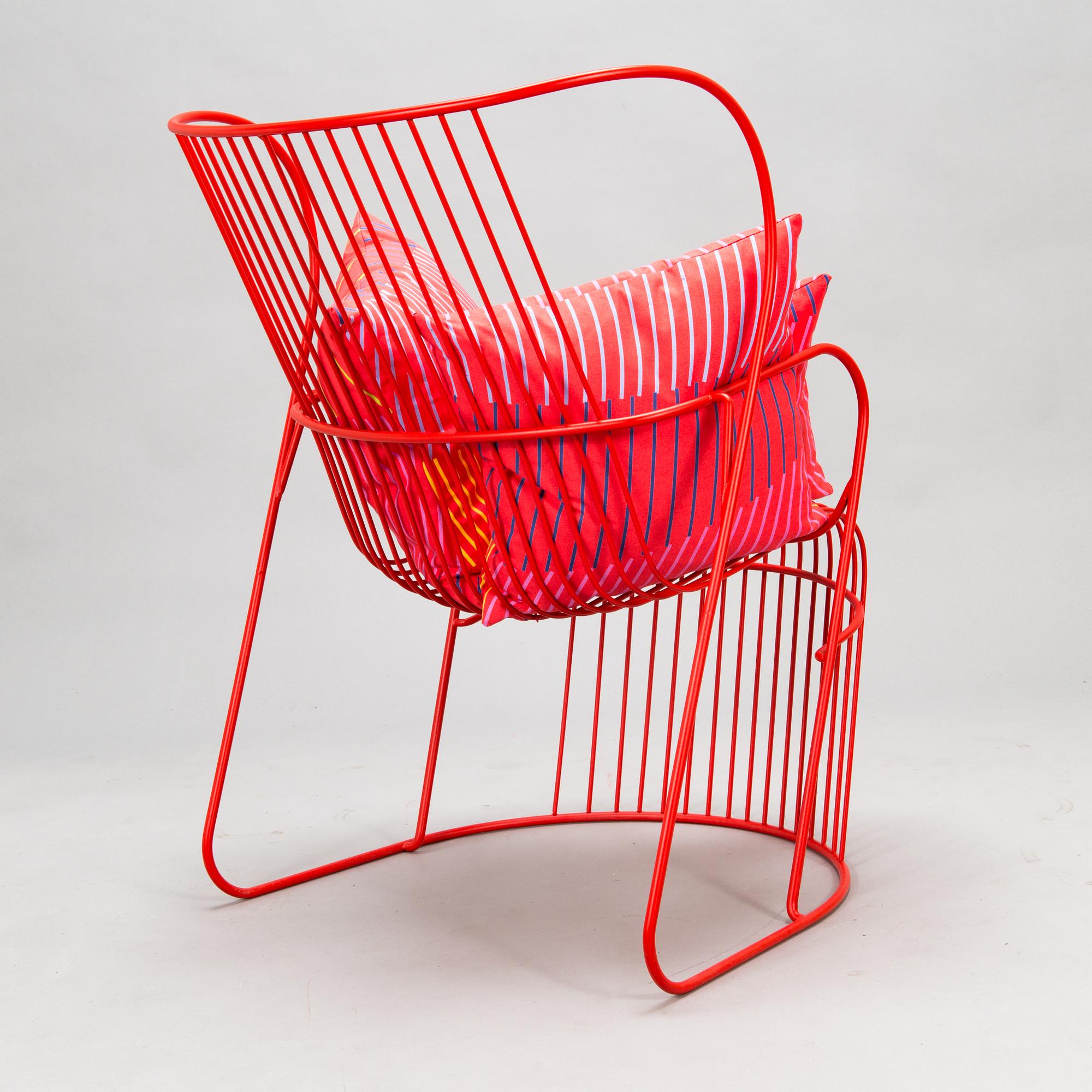 Björn Dahlström, a 'Kaskad' lounge chair for Nola Design Furniture, Sweden, with three 'Vågsvall' cushions, Marimekko.