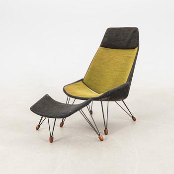 Armchair with footstool, 1950s.