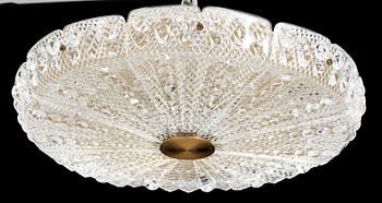 TAKLAMPA, glas, mässing, Carl Fagerlund, Orrefors, 1900-tal. H ca 10 ej med montering.