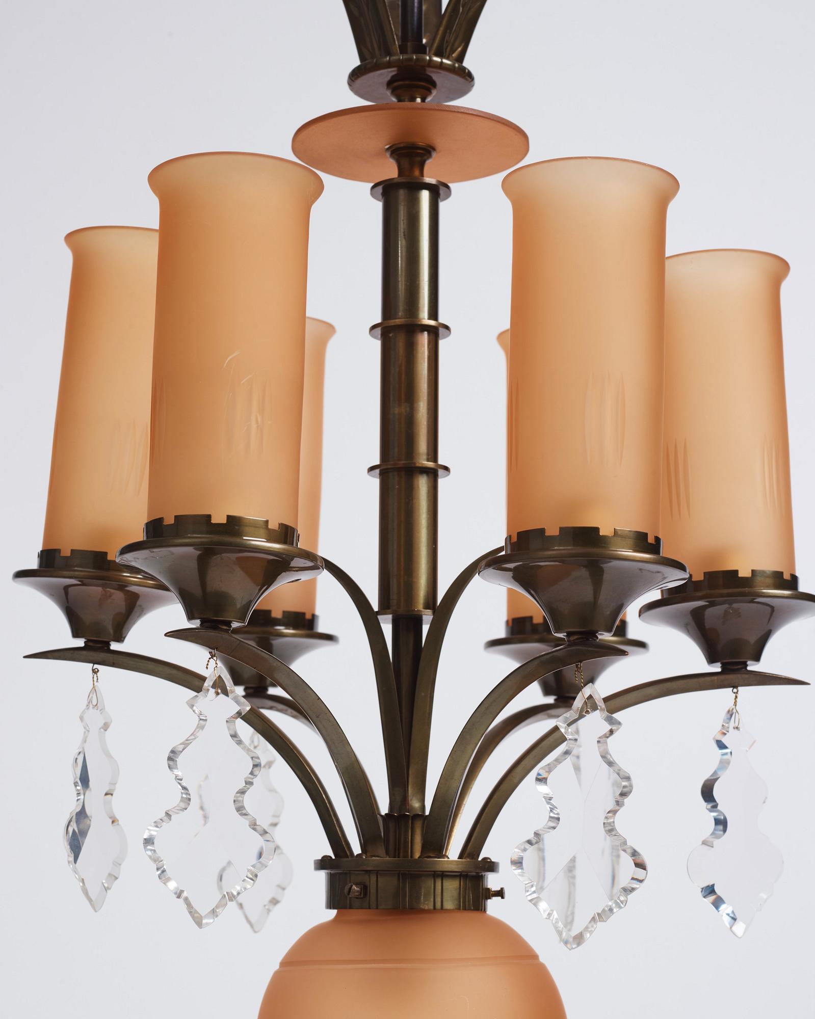 takkronor, ett par, modell "10027", Arvid Böhlmarks Lampfabrik, Stockholm 1930-tal.