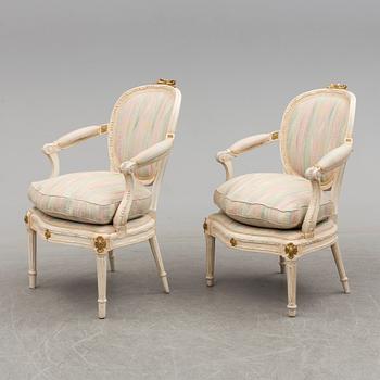 Two Louis XVI armchairs, France, late 18th century.