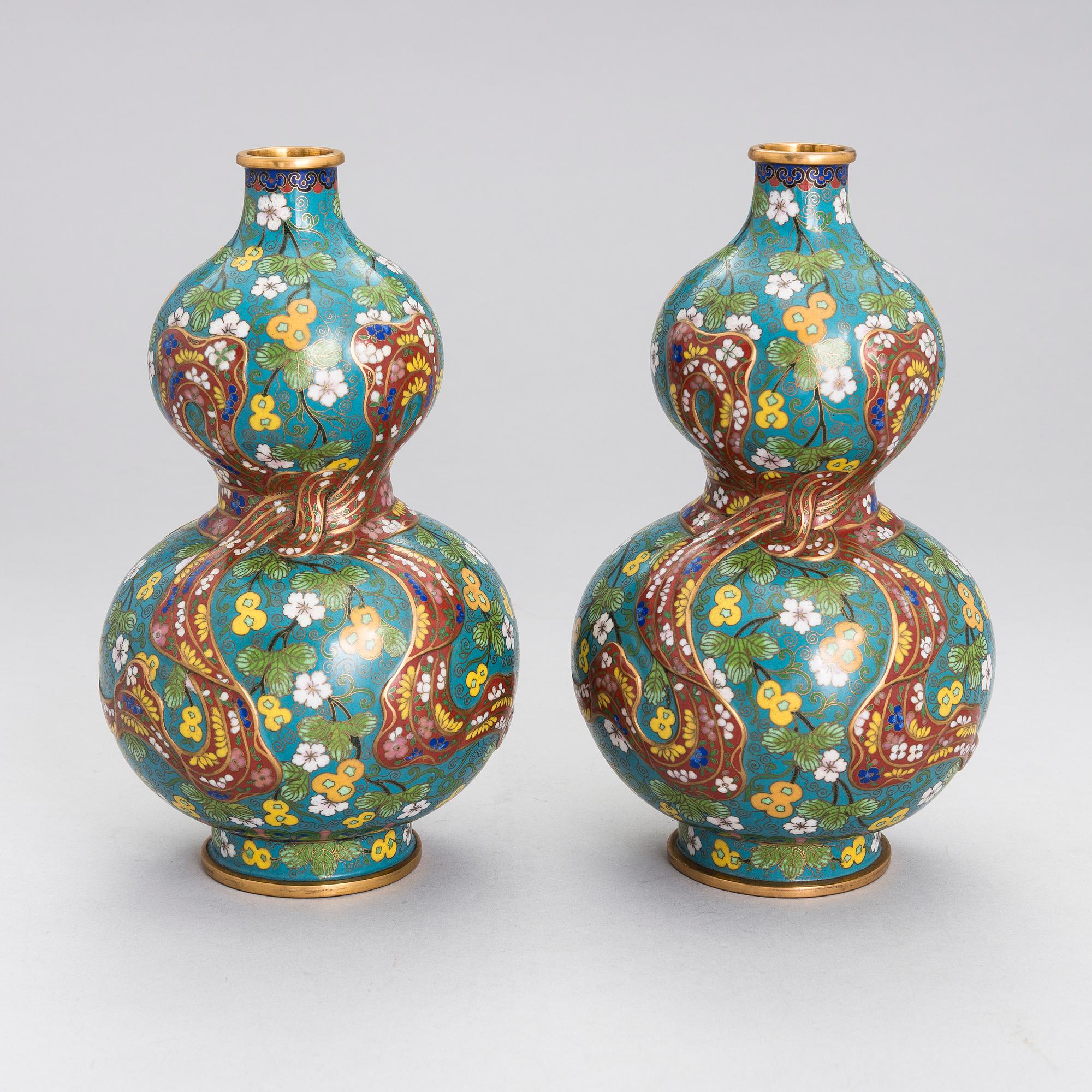 MALJAKKOPARI, cloisonné, Kiina, 1900-luku.