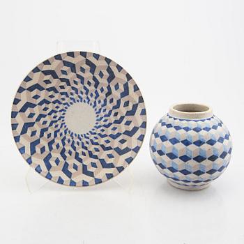 Svenning Bertelsen vase and dish signed own workshop.