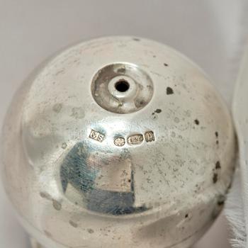 Georg Jensen, a pair of sterling silver salt shakers, model 'Pyramid/ Pyramide', design Harald Nielsen, no 632, Copenhagen after 1945.