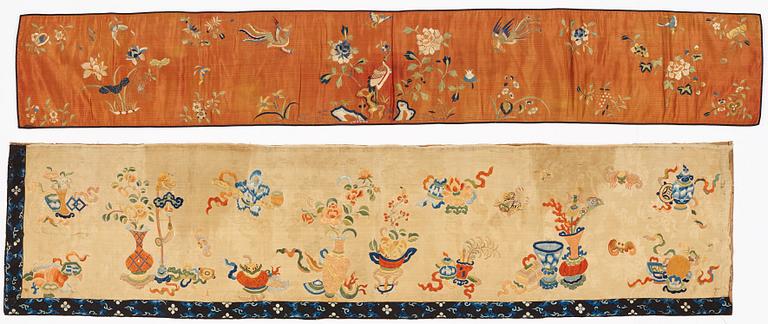 PARTI TEXTILIER, broderat siden. Qing dynastin.