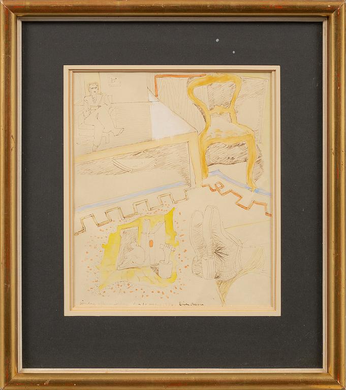 HALMSTADGRUPPEN,drawings, 2 pieces, Erik Olsson and Esaias Thorén, signed.