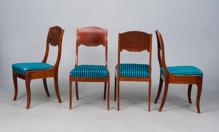 SOFFMÖBLEMANG, 6 delar, biedermeier/biedermeierstil, mahognyfanerad, Ryssland 1800-tal samt 1900-talets början.