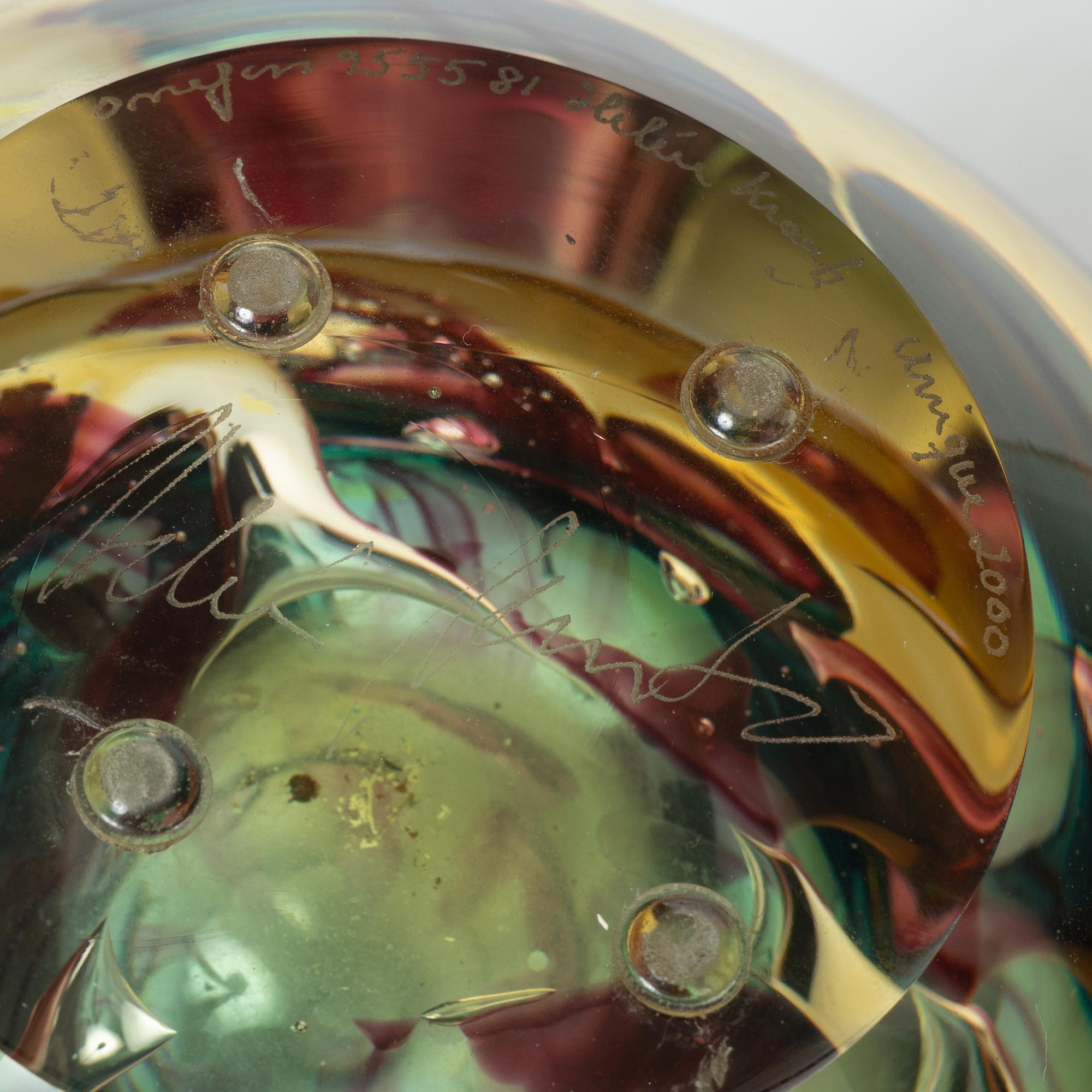 Helén Krantz, vas, glas, graal, "Airpocket", unik, Orrefors, signerad, år 2000.