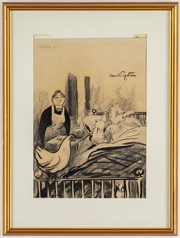 ALBERT ENGSTRÖM, ink drawings, 13, signed.