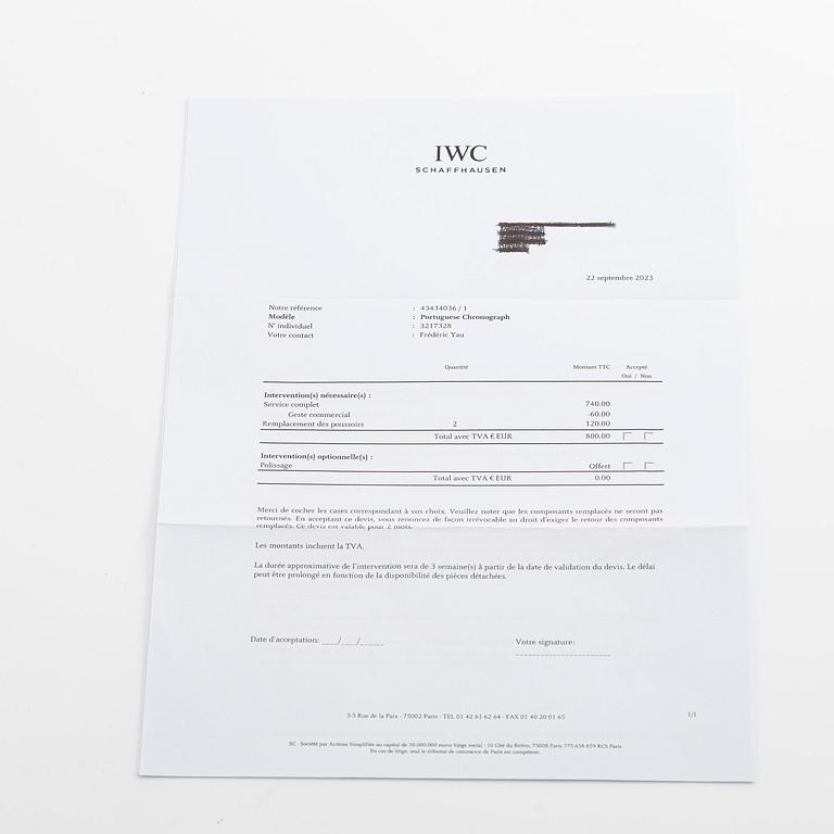 IWC, Portuguese Chrono, ca 2007.