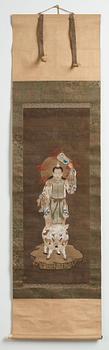 A hanging scroll, ink and colour on paper, Unidentified artist, presumably Japan, 19th Century.