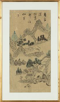 Unidentified artist, four paintings, ink and colour on paper, Korea, around 1900.