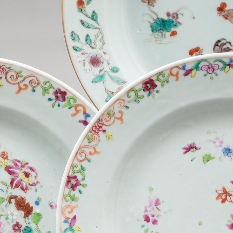 TALLRIKAR, 3+1 st, kompaniporslin, Kina, Qianlong (1736-95).