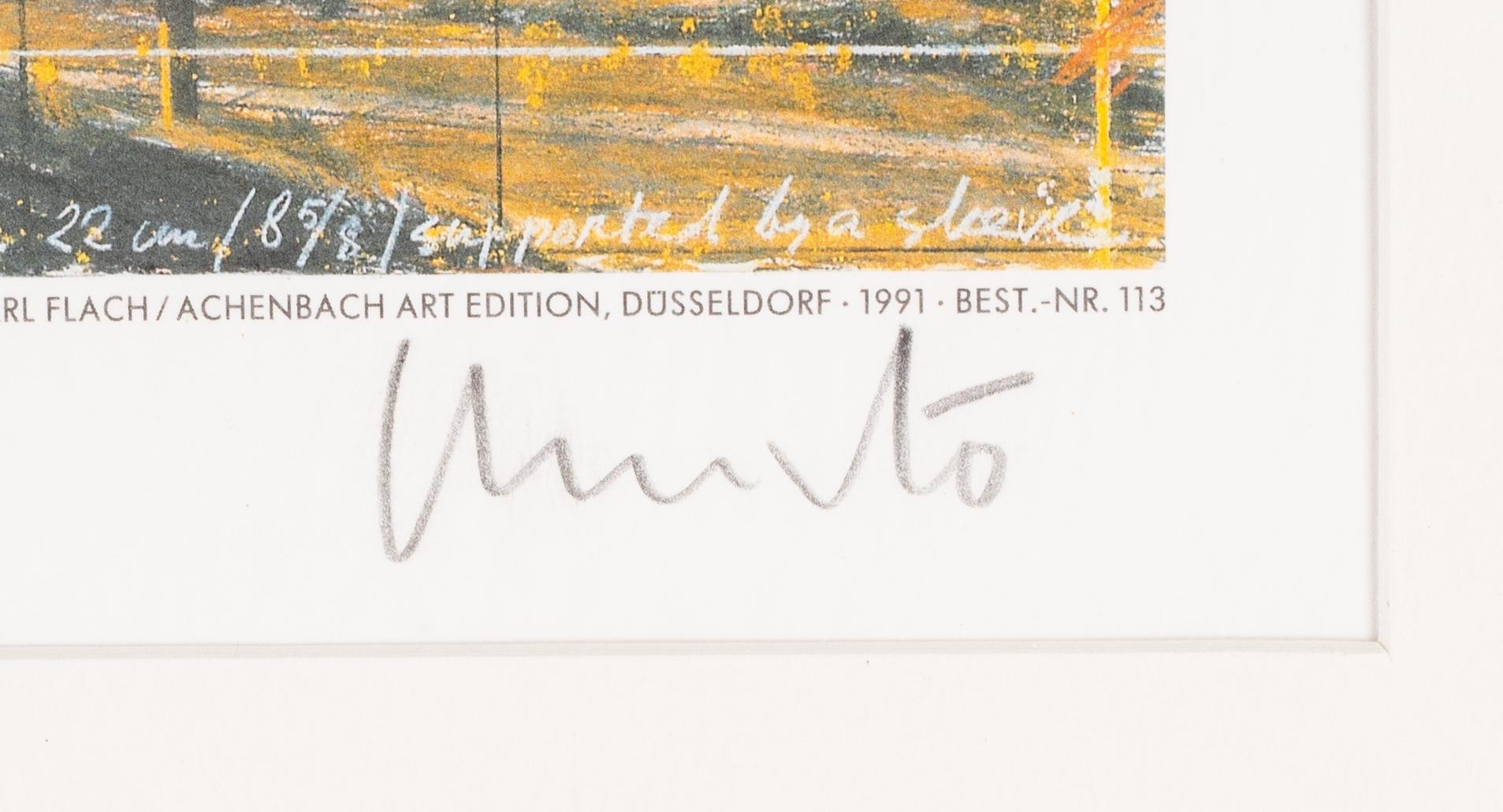 Christo & Jeanne-Claude, diptych, colour off set with fabric, 1991, signed.