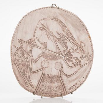 Rut Bryk, a stoneware relief signed BRYK.