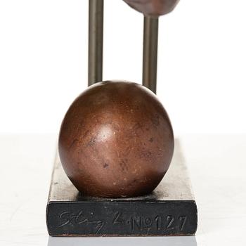 Stig Lindberg, a 'Solfågeln' patinated bronze sculpture, Galleri Scandia, Scandia Present, post 1978.