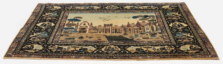 An antique Keshan 'Dabir' rug, Central Persia, c. 128 x 109 cm.