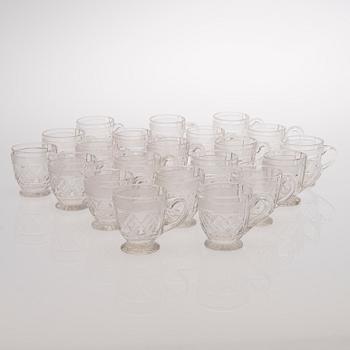 21 Russian glass punch mugs, the late 19th century.