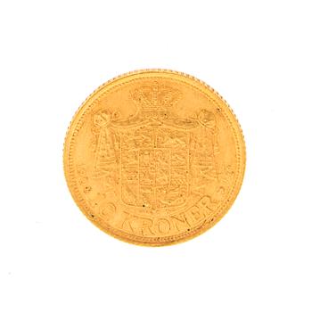 Guldmynt 10kr Frederik VIII, Danmark 1908.