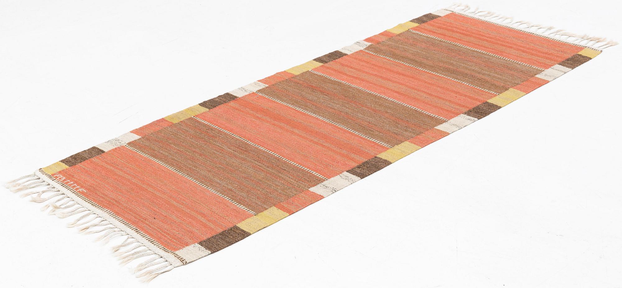Märta Måås-Fjetterström, gallerimatta, "Malmstens gångmatta", rölakan, ca 215 x 82,5 cm, signerad AB MMF.