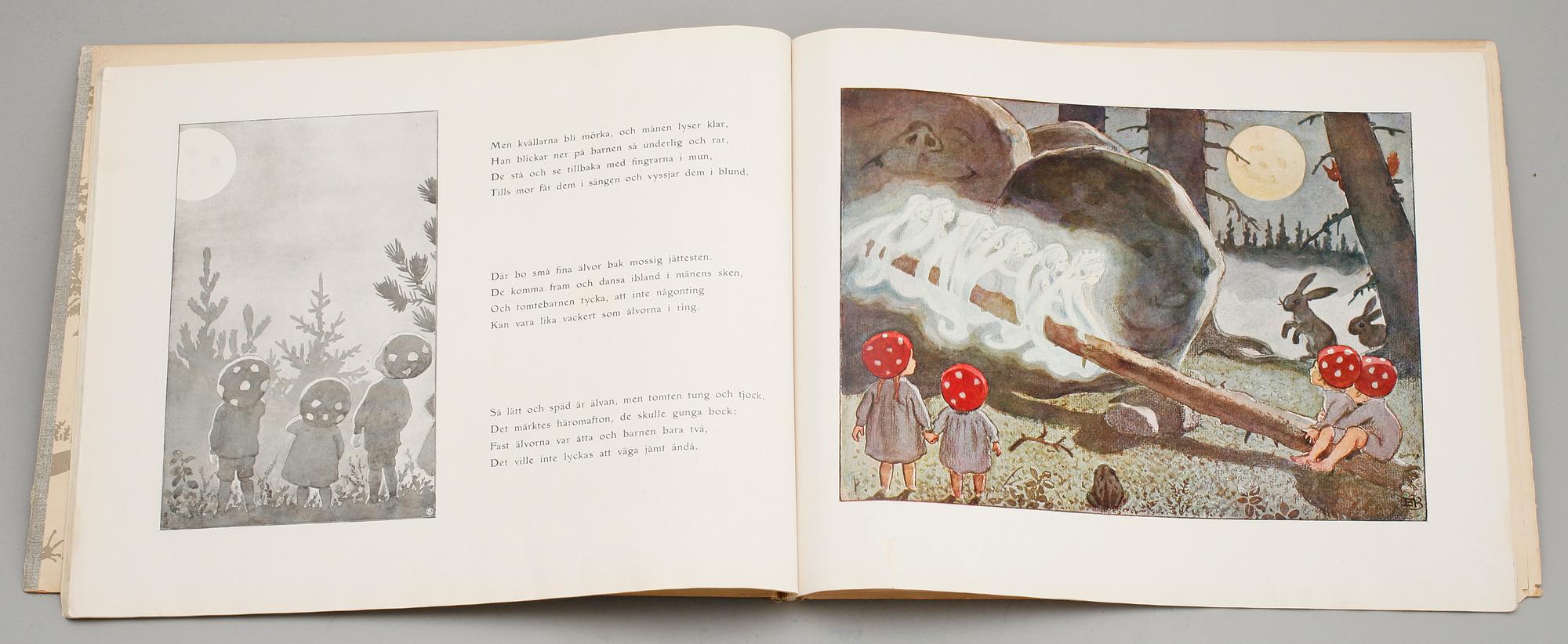 BOK, Tomtebobarnen, bilderbok av Elsa Beskow. Med blyertsdedikation av Elsa Beskow.