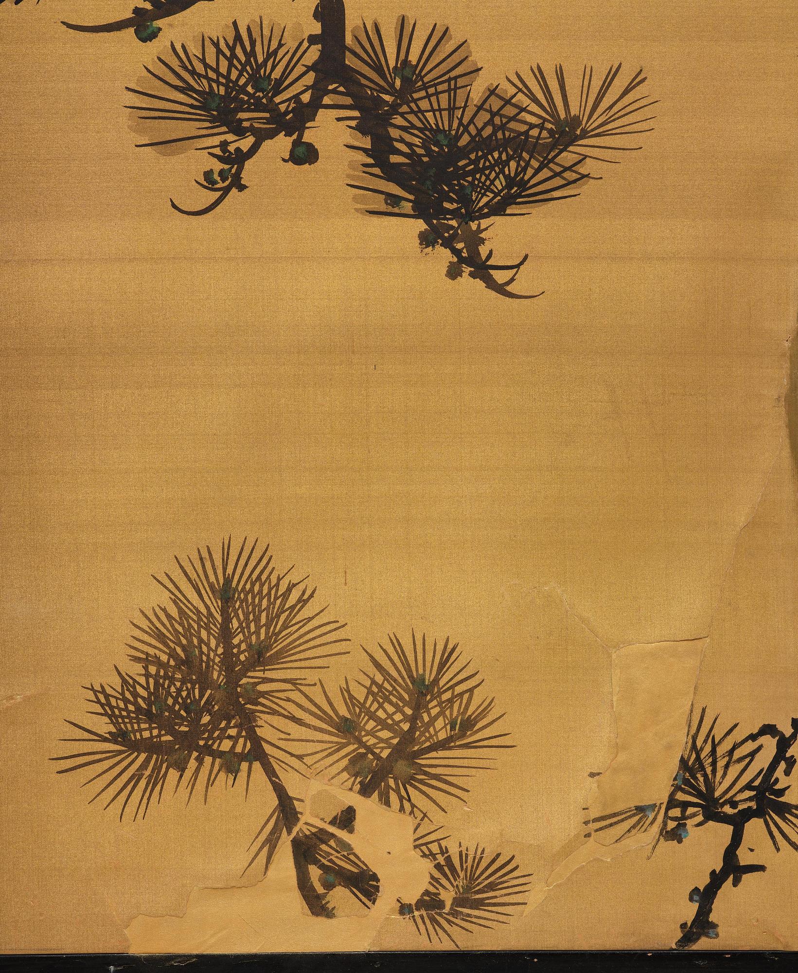 A Japanese two fold screen, Byobu, early 20th century, by unknown artist, signature perhaps to be read as Sakuho.