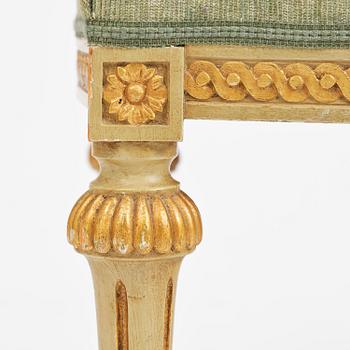 A pair of stools in the manner of Erik Öhrmark (master in Stockholm 1777–1813), Gustavian.