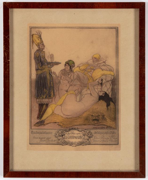 ANDRÉ LAMBERT, färgetsningar, 8 st.