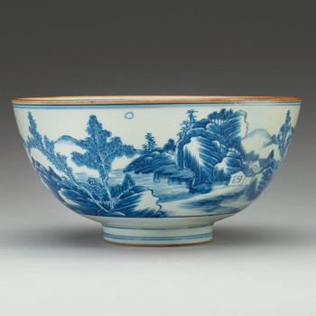 A blue and white bowl, Qing dynasty, Kangxi (1662-1722).