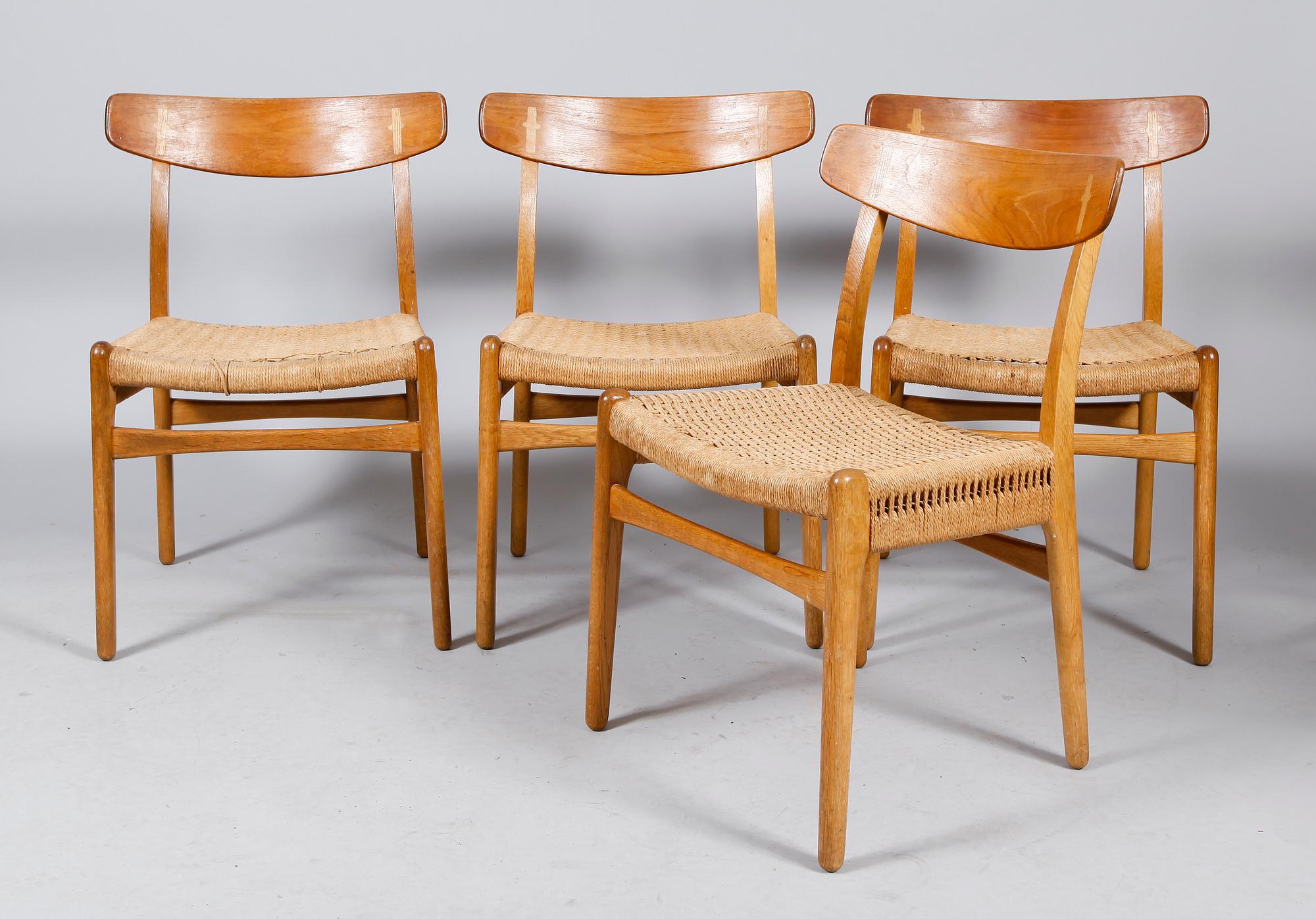 STOLAR, 4 st, Hans J Wegner, 
"Spisestolen", CH-23, Carl Hansen & Son, Danmark.