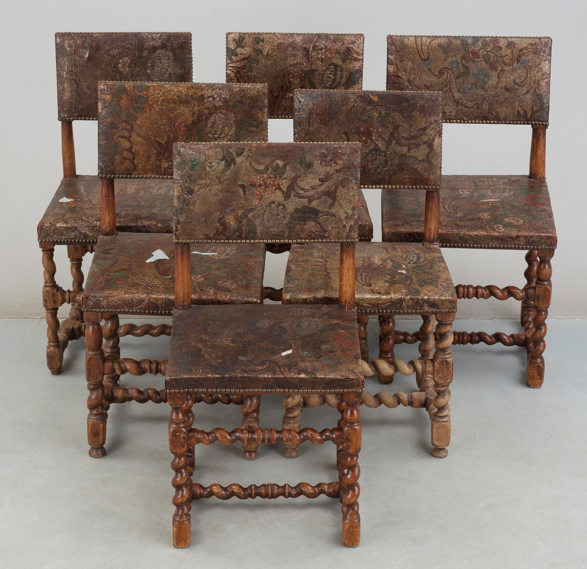 STOLAR, 6 st, barockstil, 1800-tal.