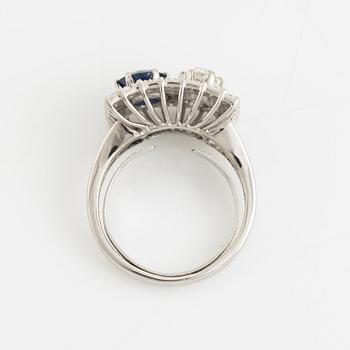 Old cut diamond and sapphire ring.