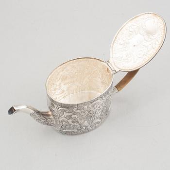 A silver teapot, mark of Charles Aldrige & Henry Green, London 1778.