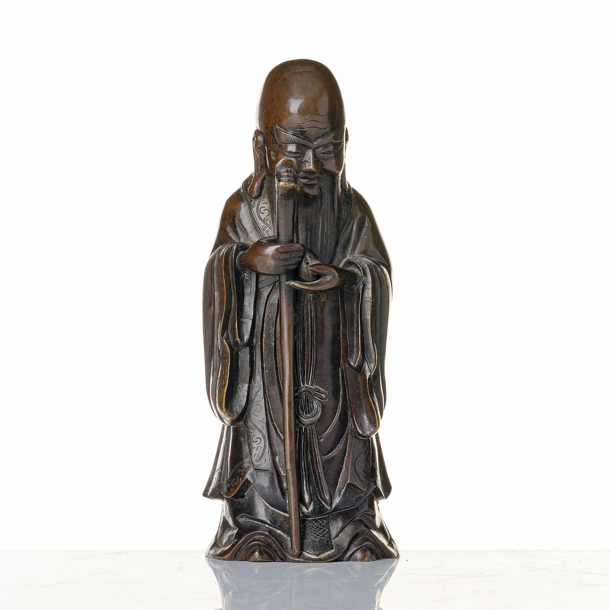 Skulptur, brons. Sholau, sen Qingdynastin.