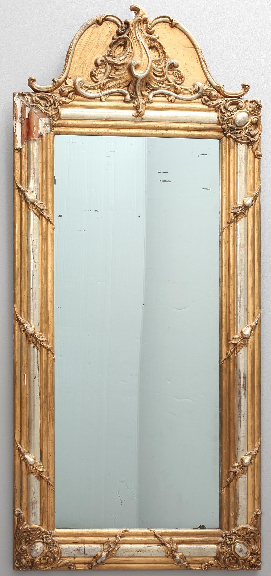 SPEGEL, nyrokoko, etikettmärkt E Ohlin, Wadstena, 1800-talets andra hälft.