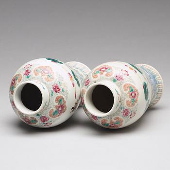 A pair of famille rose vases, Qing dynasty, Qianlong (1736-95).