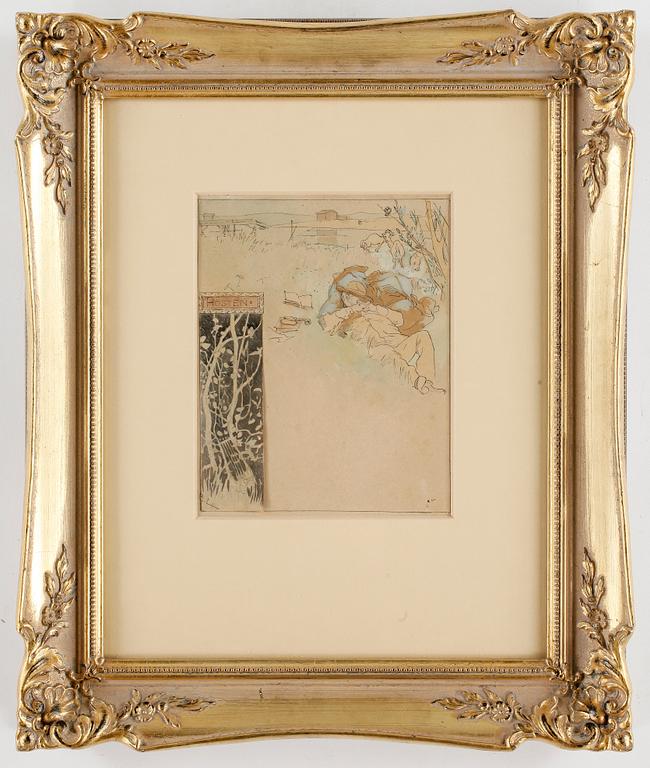 CARL LARSSON, Akvarell, signerad.