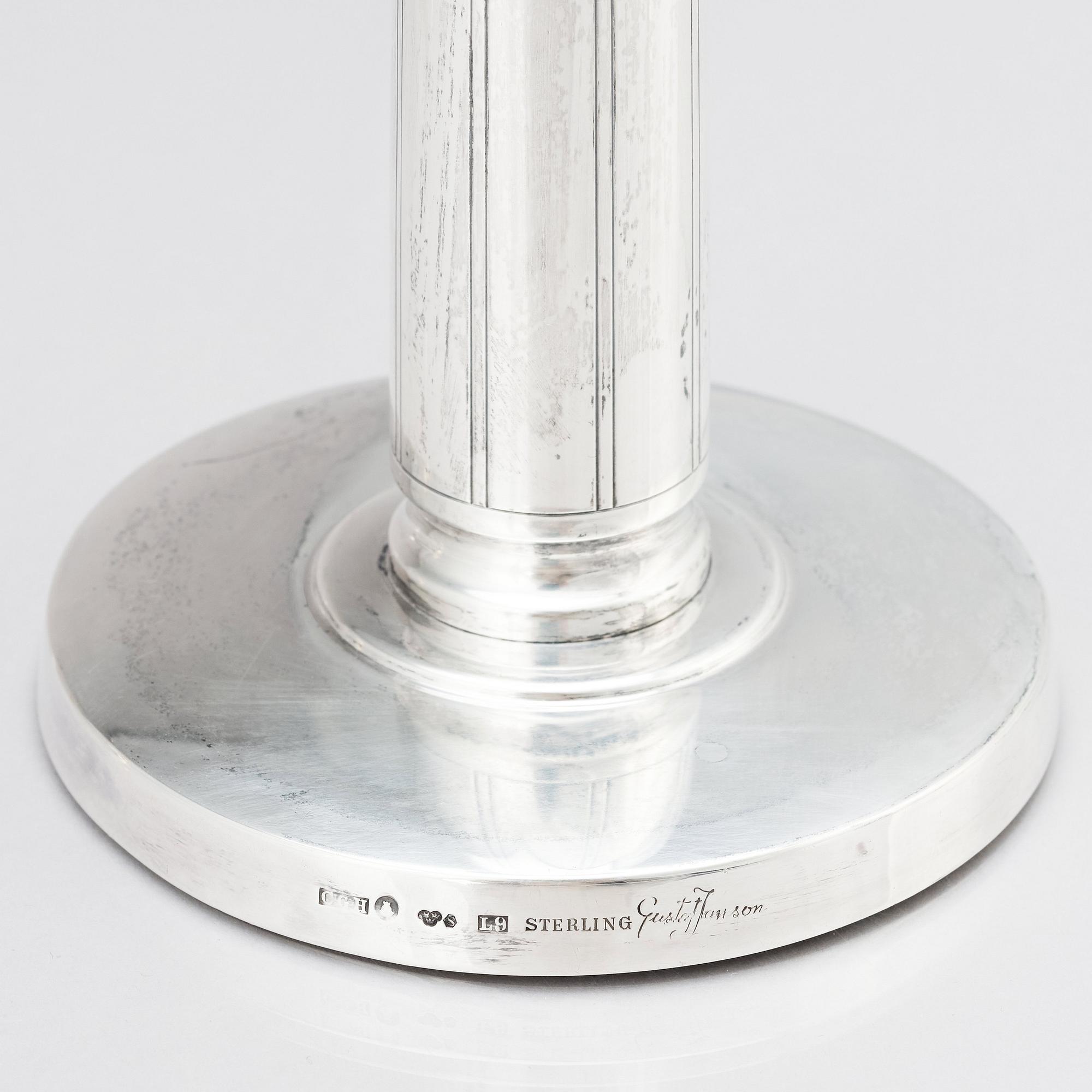 Gustaf Janson, ljusstakar, ett par, C.G Hallberg, Stockholm 1961, sterling silver.