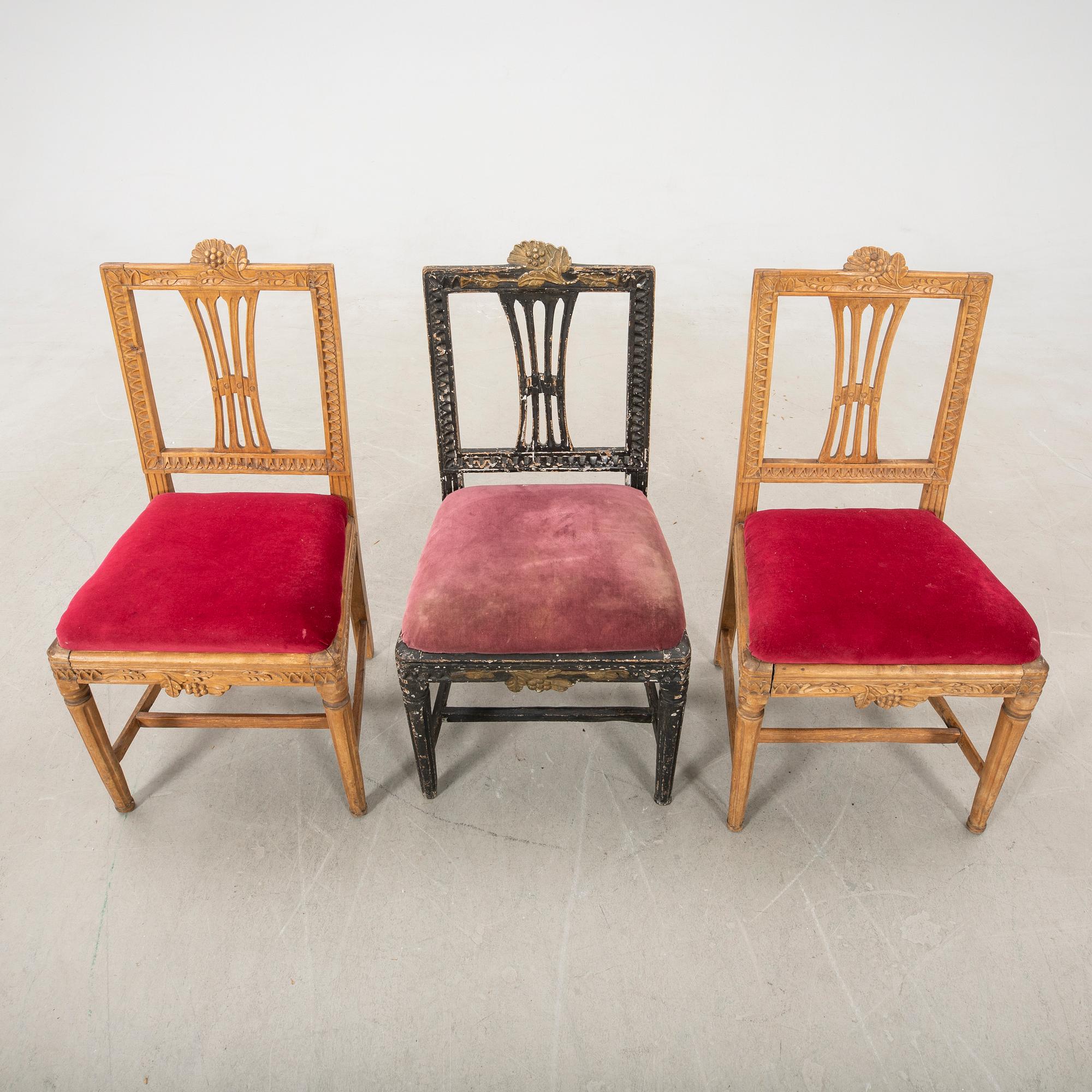 Chairs 3 pcs. Late Gustavian, Lindome works, first half of the 19th century.