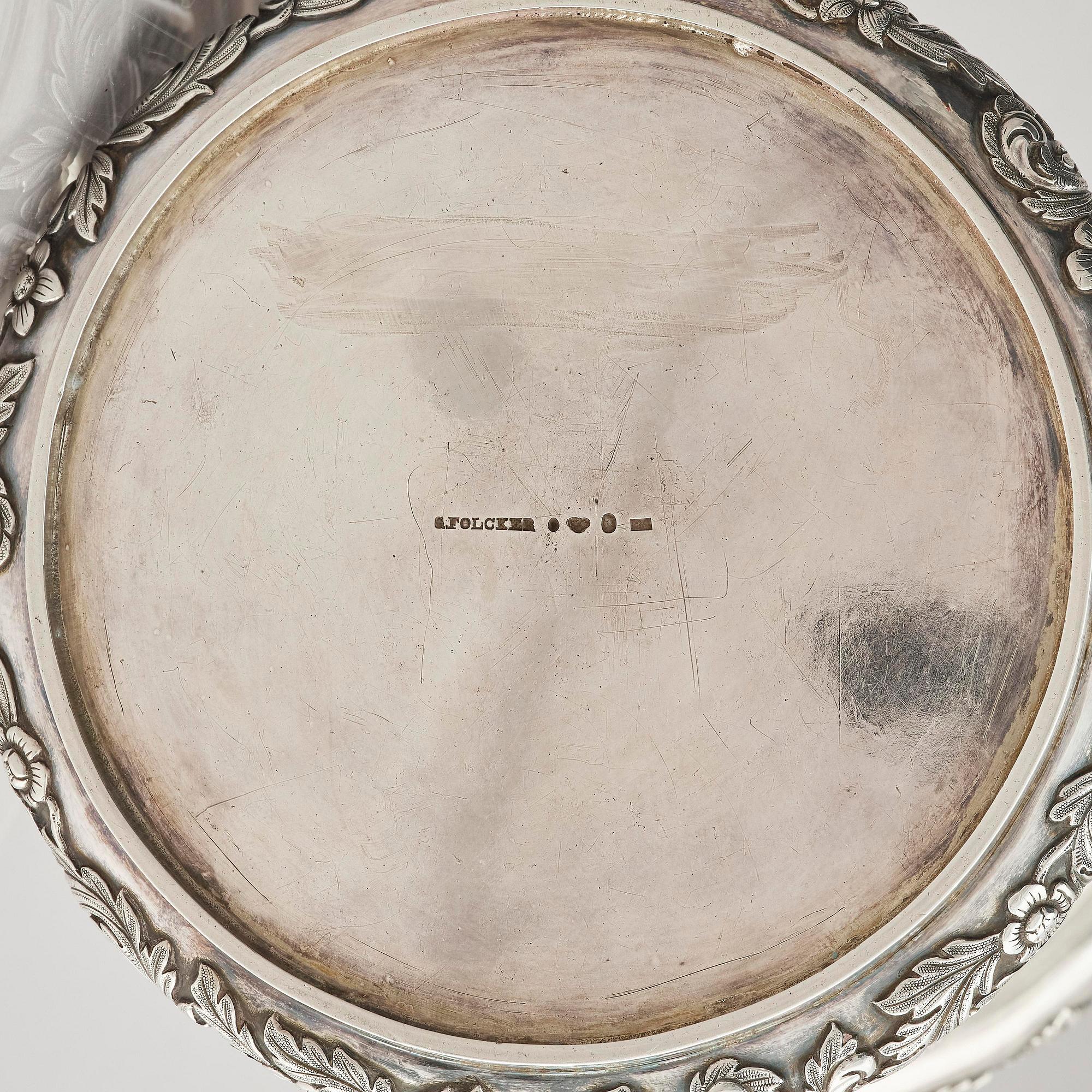 A Swedish 19th century parcel-gilt silver tankard, mark of Gustaf Folcker, Stockholm 1847.