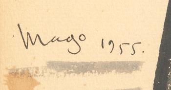 Max (Mago) Goldstein, blandteknik på papper, signerad och daterad 1955.