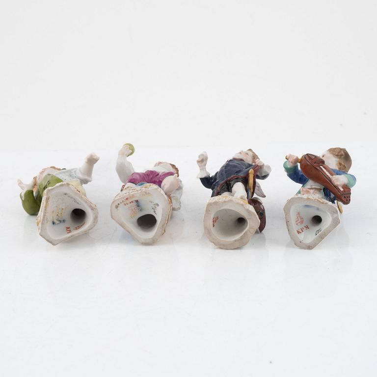 Four porcelain figurines, Königliche Porzellan-Manufaktur, Berlin, 19th century.