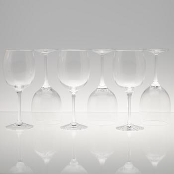 VINGLAS, 14 + 6 delar, klart glas, "Kolibri" Timo Sarpaneva, Iittala. 1980-tal.