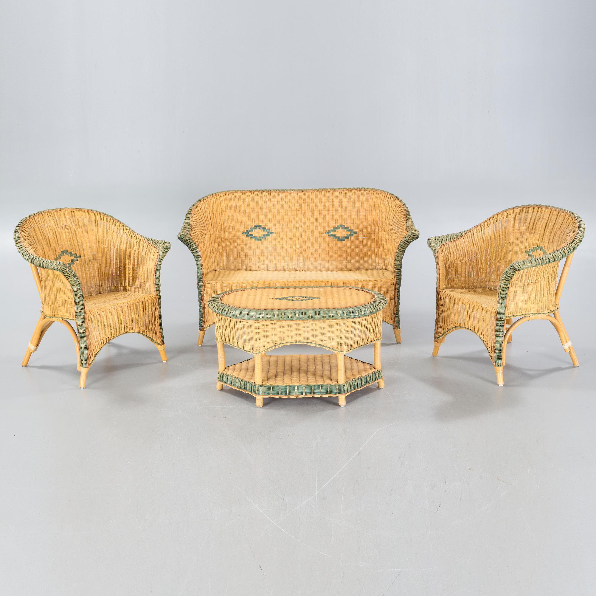 A set of rattan furniture from Bruka, Stockholm, second half of the 20th century.