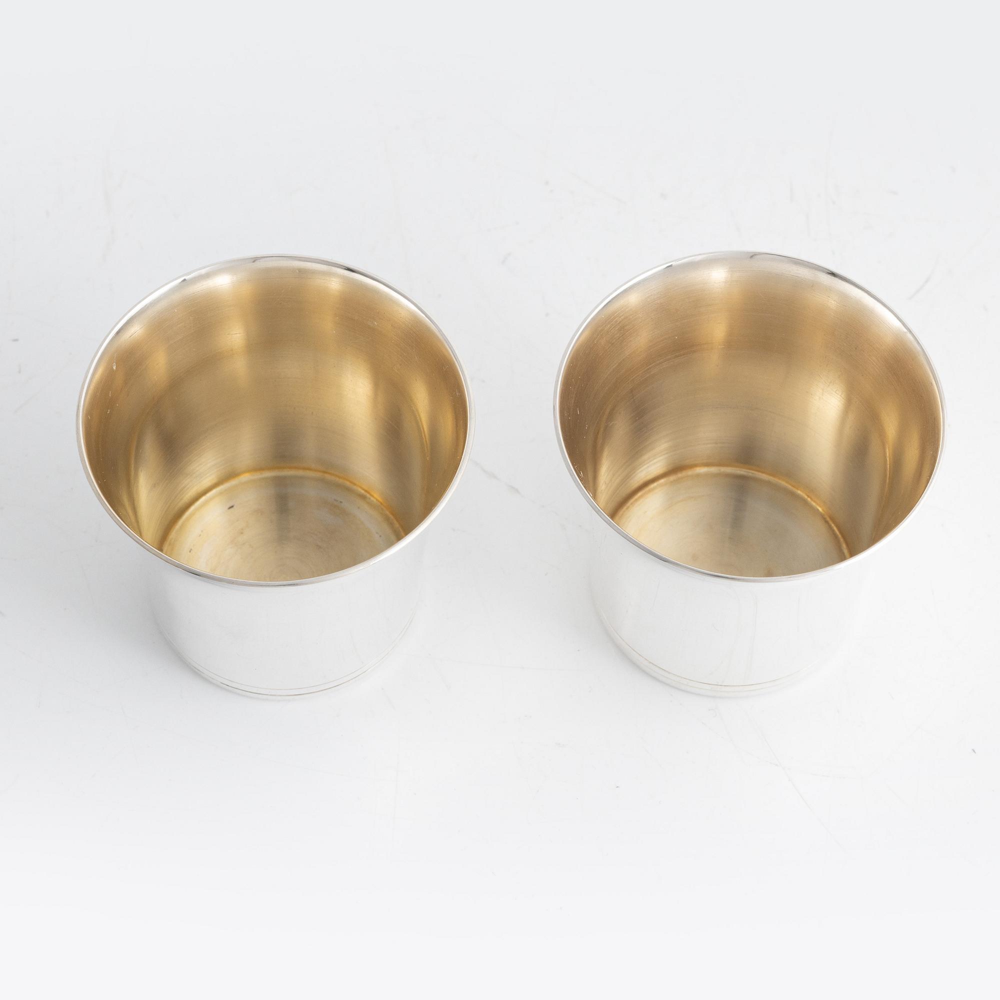 Bägarer, 8 st, silver, K.Torndals Juvelerare Ab, Stockholm, 1949.