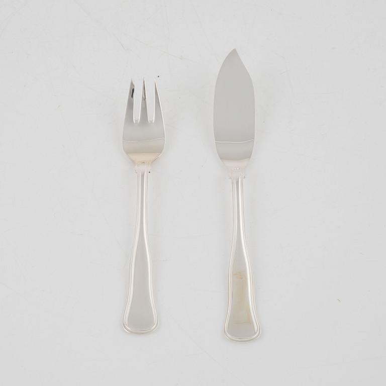 A Danish Silver Fish Cutlery, 'Old Danish', Cohr,  with Swedish import mark (24 pieces).