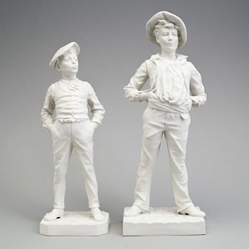 FIGURER, två st, parian, Gustafsberg 1894 och 1920.