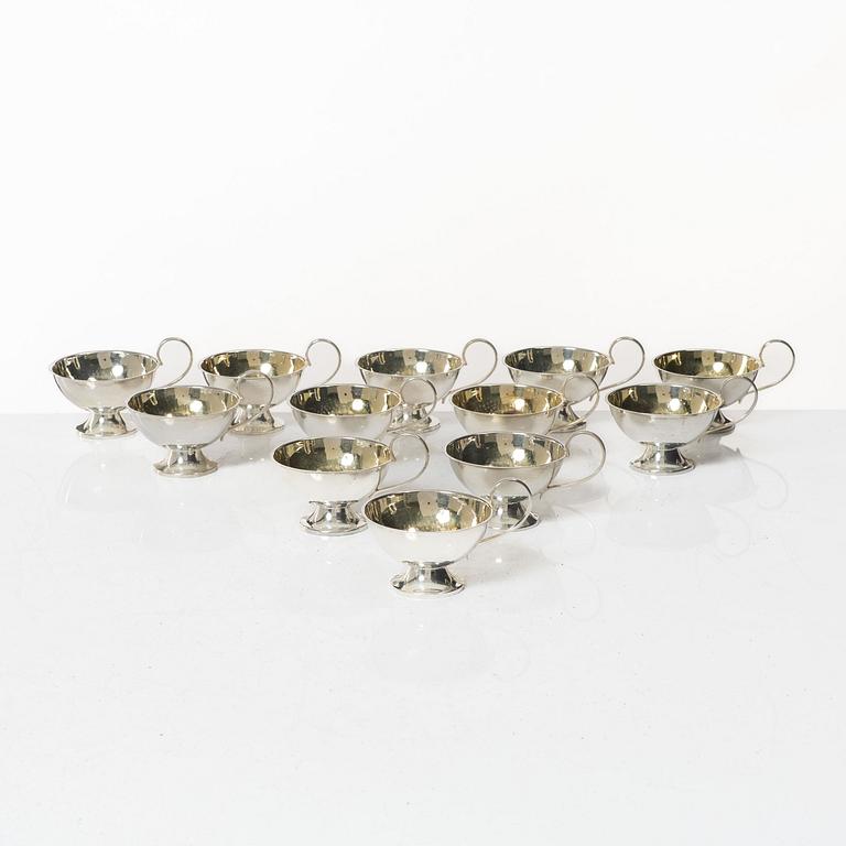 Punschmuggar, 12 st, silver, Ceson Guldvaru Ab, Göteborg 1970-80-tal.