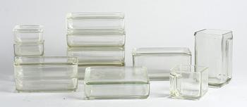 GLASSERVIS, 14+8 delar, "Kubus", Wilhelm Wagenfelt för Lausitzer Glasverein, Tyskland, 1930/40-tal.