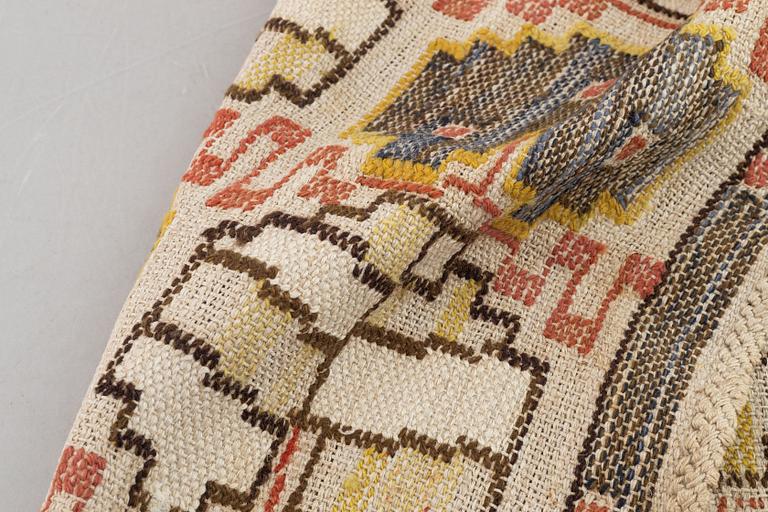 Märta Måås-Fjetterström, 'Grodblad blå', tapestry on linen foundation, c. 75 x 38 cm, signed AB MMF.